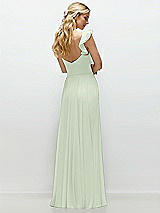 Rear View Thumbnail - Mint Green Convertible Ruffle Strap Chiffon Maxi Dress with Full Circle Skirt