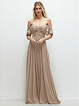 Alt View 1 Thumbnail - Topaz Convertible Ruffle Strap Chiffon Maxi Dress with Full Circle Skirt
