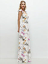 Side View Thumbnail - Butterfly Botanica Ivory Convertible Ruffle Strap Chiffon Maxi Dress with Full Circle Skirt