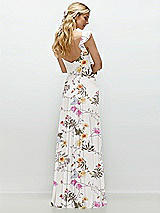 Rear View Thumbnail - Butterfly Botanica Ivory Convertible Ruffle Strap Chiffon Maxi Dress with Full Circle Skirt