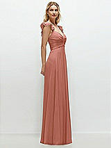 Side View Thumbnail - Desert Rose Convertible Ruffle Strap Chiffon Maxi Dress with Full Circle Skirt