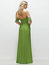 Alt View 3 Thumbnail - Peridot Green Convertible Ruffle Strap Chiffon Maxi Dress with Full Circle Skirt