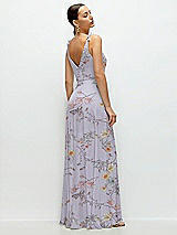 Rear View Thumbnail - Butterfly Botanica Silver Dove Cowl Neck Chiffon Maxi Dress with Hand-Worked Petal Straps