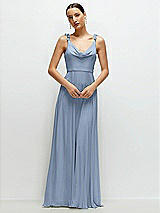 Front View Thumbnail - Cloudy Cowl Neck Chiffon Maxi Dress with Hand-Worked Petal Straps