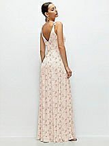 Rear View Thumbnail - Coquette Floral Print Cowl Neck Chiffon Maxi Dress with Hand-Worked Petal Straps