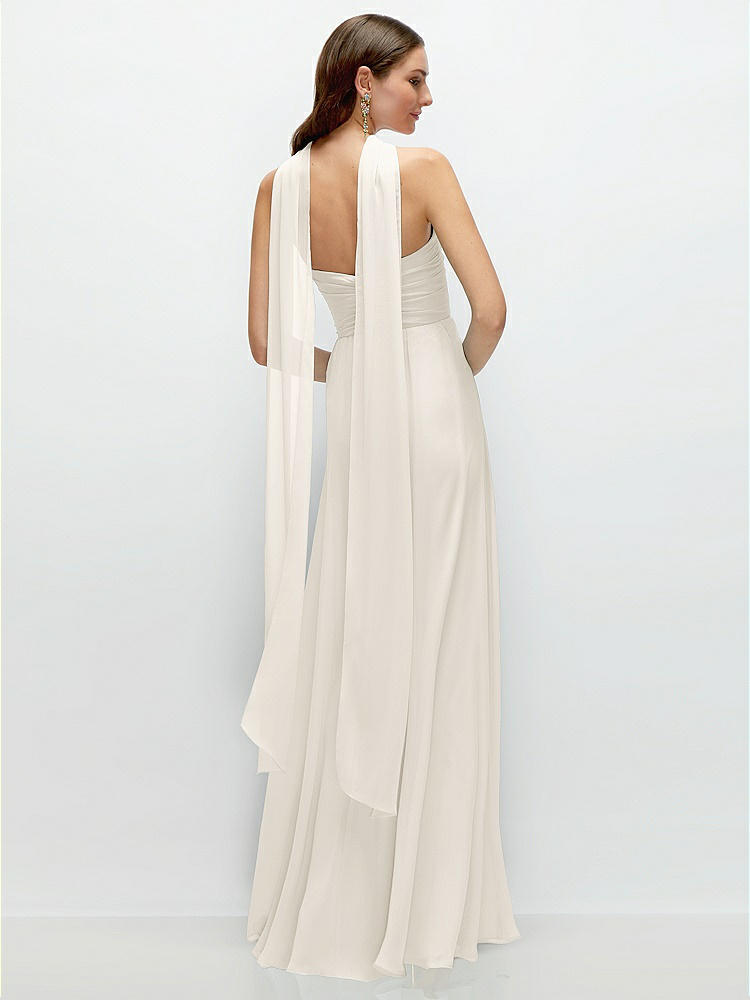 Back View - Ivory Skinny Chiffon Scarf