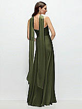 Rear View Thumbnail - Olive Green Skinny Chiffon Scarf