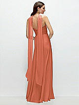 Rear View Thumbnail - Terracotta Copper Skinny Chiffon Scarf