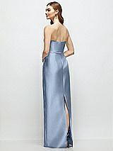 Rear View Thumbnail - Cloudy Strapless Satin Column Dress with Bow-Trimmed Skinny Belt