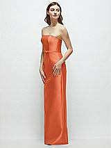 Side View Thumbnail - Portofino Orange Strapless Satin Column Dress with Bow-Trimmed Skinny Belt