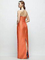 Rear View Thumbnail - Portofino Orange Strapless Satin Column Dress with Bow-Trimmed Skinny Belt