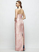 Rear View Thumbnail - Bow And Blossom Print Floral Strapless Satin Column Dress with Bow-Trimmed Skinny Belt