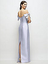 Rear View Thumbnail - Silver Dove Basque-Neck Satin Column Maxi Dress with Off-the-Shoulder Bows