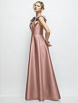 Side View Thumbnail - Neu Nude Deep V-Neck Satin Ball Gown with Shoulder Bows