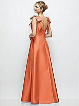 Rear View Thumbnail - Portofino Orange Deep V-Neck Satin Ball Gown with Shoulder Bows
