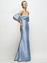 Side View Thumbnail - Cloudy Off-the-Shoulder Puff Sleeve Satin Maxi Dress with Flared Skirt