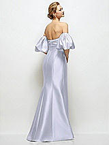Rear View Thumbnail - Silver Dove Off-the-Shoulder Puff Sleeve Satin Maxi Dress with Flared Skirt