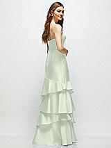 Rear View Thumbnail - Mint Green Strapless Bodycon Maxi Dress with Tiered Ruffle Skirt