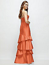 Rear View Thumbnail - Portofino Orange Strapless Bodycon Maxi Dress with Tiered Ruffle Skirt