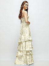 Rear View Thumbnail - Butter Yellow Floral Floral Strapless Bodycon Maxi Dress with Tiered Ruffle Skirt