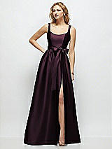 Side View Thumbnail - Deep Plum Scoop-Neck Tank Bodice Maxi Dress with Full Skirt