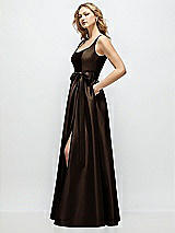 Front View Thumbnail - Espresso Scoop-Neck Tank Bodice Maxi Dress with Full Skirt
