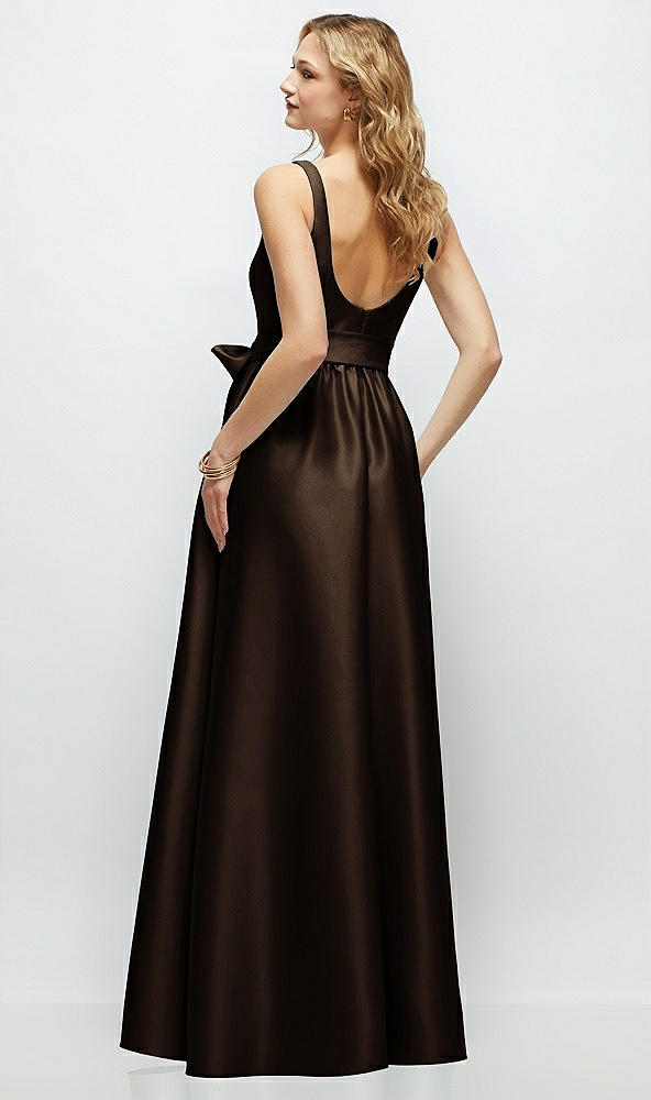 Back View - Espresso Scoop-Neck Tank Bodice Maxi Dress with Full Skirt