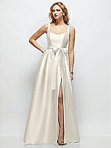 Side View Thumbnail - Ivory Scoop-Neck Tank Bodice Maxi Dress with Full Skirt