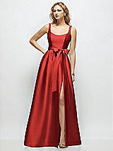 Side View Thumbnail - Poppy Red Scoop-Neck Tank Bodice Maxi Dress with Full Skirt