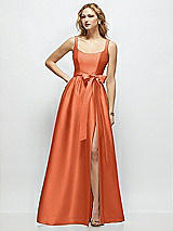 Side View Thumbnail - Portofino Orange Scoop-Neck Tank Bodice Maxi Dress with Full Skirt