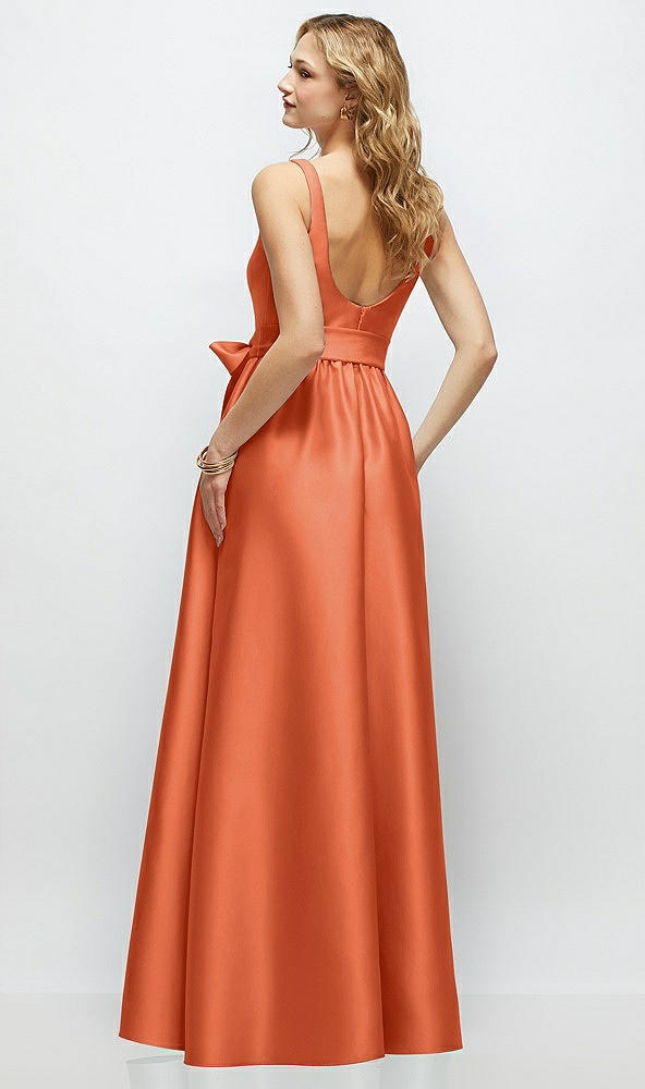 Back View - Portofino Orange Scoop-Neck Tank Bodice Maxi Dress with Full Skirt