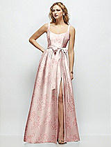 Side View Thumbnail - Bow And Blossom Print Floral Scoop-Neck Tank Bodice Maxi Dress with Full Skirt