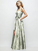 Front View Thumbnail - Sage Cottage Rose Floral Scoop-Neck Tank Bodice Maxi Dress with Full Skirt