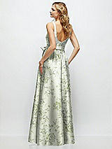 Rear View Thumbnail - Sage Cottage Rose Floral Scoop-Neck Tank Bodice Maxi Dress with Full Skirt