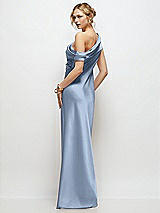 Rear View Thumbnail - Cloudy Draped One-Shoulder Bias Stretch Satin Maxi Dress