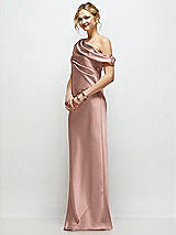 Side View Thumbnail - Neu Nude Draped One-Shoulder Bias Stretch Satin Maxi Dress