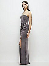 Side View Thumbnail - Caviar Gray Strapless Corset Bodice Velvet Column Maxi Dress