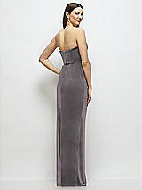 Rear View Thumbnail - Caviar Gray Strapless Corset Bodice Velvet Column Maxi Dress