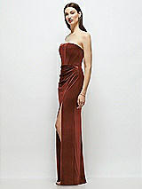 Side View Thumbnail - Auburn Moon Strapless Corset Bodice Velvet Column Maxi Dress