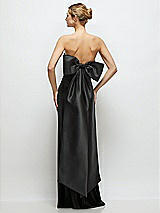 Rear View Thumbnail - Black Black Velvet Maxi Dress with Strapless Satin Cuff & Long Bow at Back