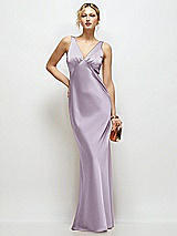 Front View Thumbnail - Lilac Haze Sleeveless V-Neck Stretch Satin Bias Slip Maxi Dress