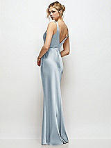 Rear View Thumbnail - Mist Sleeveless V-Neck Stretch Satin Bias Slip Maxi Dress