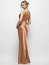 Rear View Thumbnail - Toffee Sleeveless V-Neck Stretch Satin Bias Slip Maxi Dress