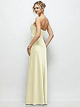 Rear View Thumbnail - Butter Yellow Strapless A-Line Stretch Satin Maxi Dress