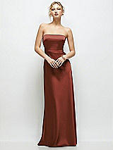 Front View Thumbnail - Auburn Moon Strapless A-Line Stretch Satin Maxi Dress