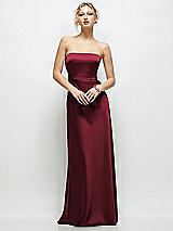 Front View Thumbnail - Cabernet Strapless A-Line Stretch Satin Maxi Dress