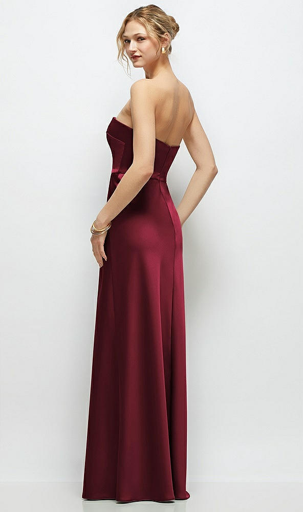 Back View - Cabernet Strapless A-Line Stretch Satin Maxi Dress