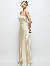 Side View Thumbnail - Champagne Strapless A-Line Stretch Satin Maxi Dress