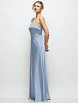 Side View Thumbnail - Cloudy Strapless A-Line Stretch Satin Maxi Dress