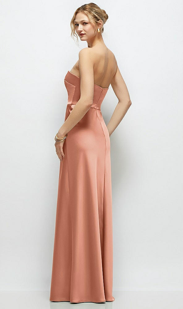 Back View - Copper Penny Strapless A-Line Stretch Satin Maxi Dress